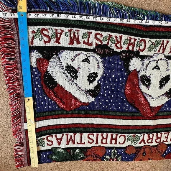 Merry Christmas Panda Bear Pattern Triple Woven Soft Throw Blanket - Picture 2 of 5